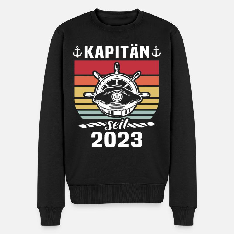 Kapitän Boot Bootsführerschein 2023 - Männer Premium Bio Pullover - Schwarz