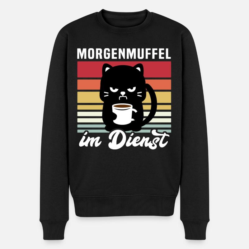 Katze Kaffee Geschenk Arbeitskollegen - Männer Premium Bio Pullover - Schwarz