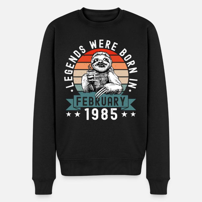 Les légendes sont nées en février 1985 Sloth Sloth - Pull Premium bio Homme - noir