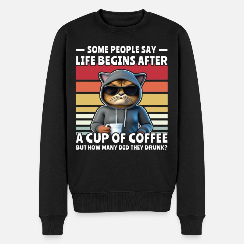 Café Retro Cat - Pull Premium bio Homme - noir