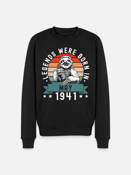 Legends Were Born In May 1941 Sloth Sloth - Men's Premium Organic Jumper - black