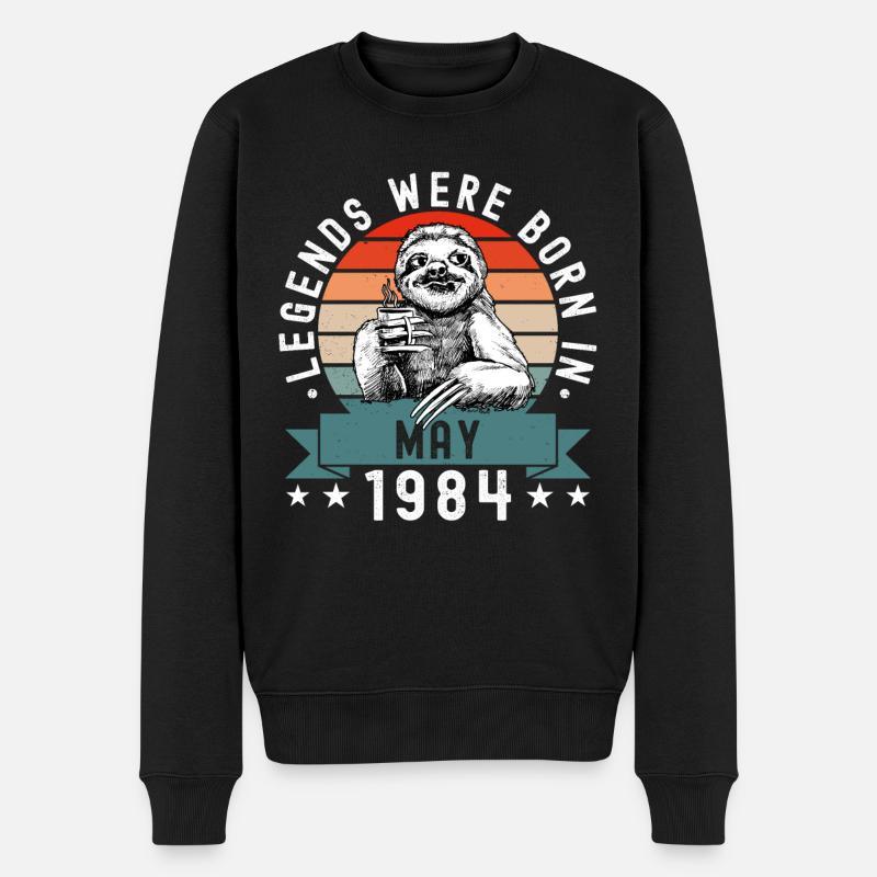 Legends Were Born In Mai 1984 Faultier Sloth - Männer Premium Bio Pullover - Schwarz