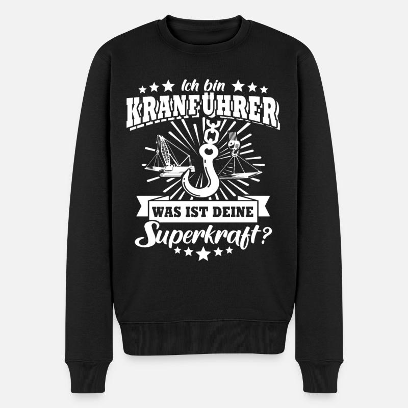Kranführer Kran Kranfahrer - Männer Premium Bio Pullover - Schwarz