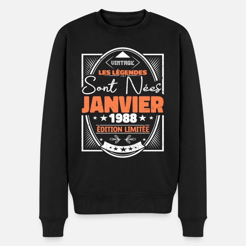 Janvier 1988 | Vintage Anniversaire 1988 Rétro - Pull Premium bio Homme - noir