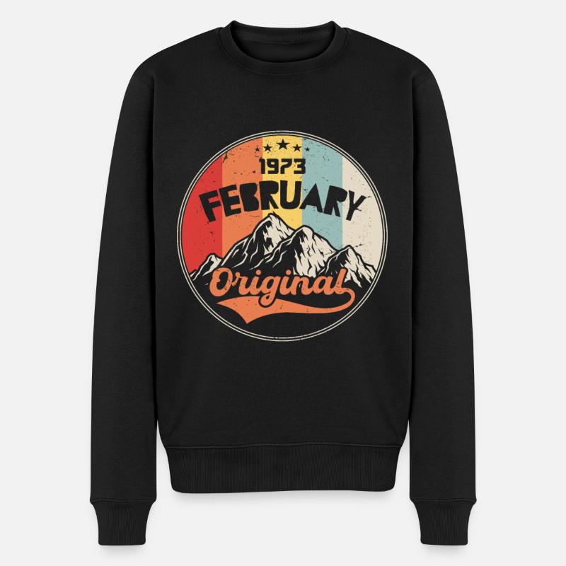 Vintage Février 1973, Rétro Cadeau - Pull Premium bio Homme - noir