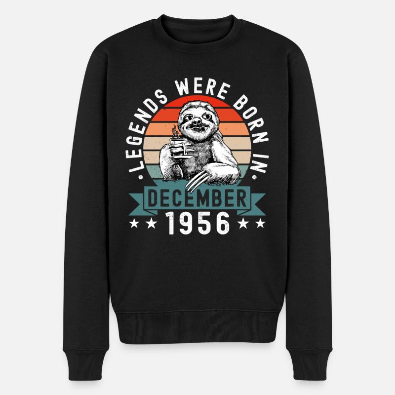 Legends Were Born In Dezember 1956 Faultier Sloth - Männer Premium Bio Pullover - Schwarz