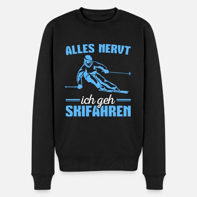 Skifahren Skipiste Wintersportler Skifahrer - Männer Premium Bio Pullover - Schwarz