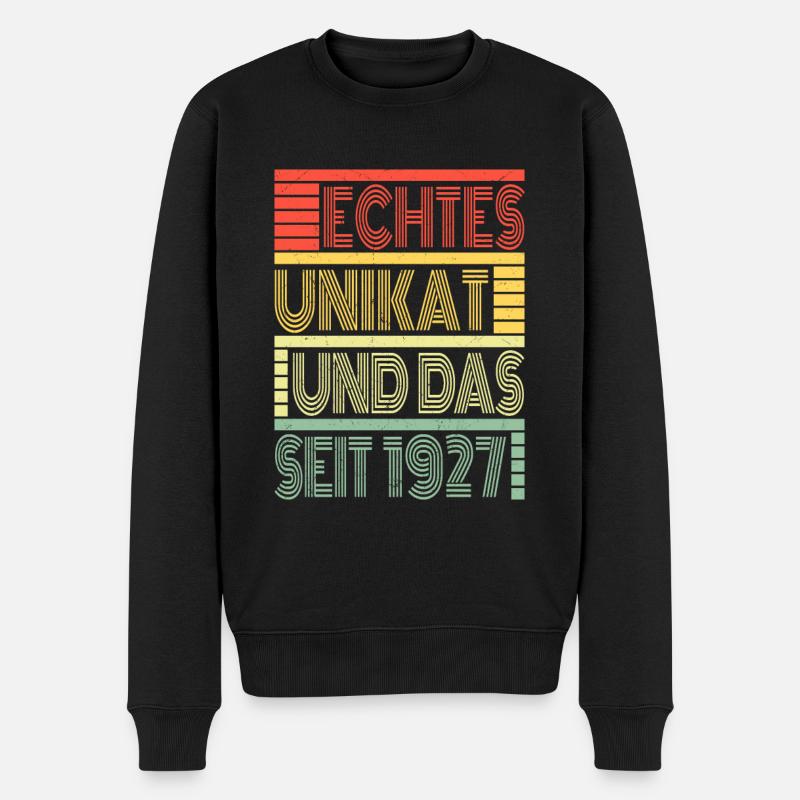 Echtes Unikat Seit 1927 Geboren 1927 Geburtstag - Männer Premium Bio Pullover - Schwarz