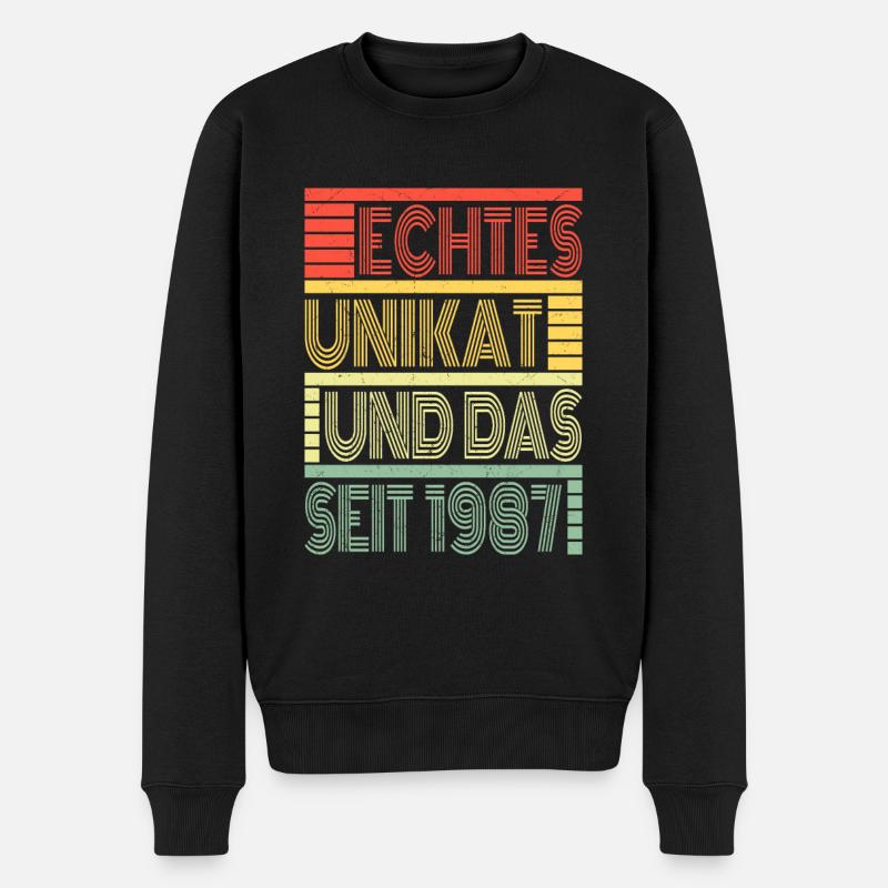 Echtes Unikat Seit 1987 Geboren 1987 Geburtstag - Männer Premium Bio Pullover - Schwarz