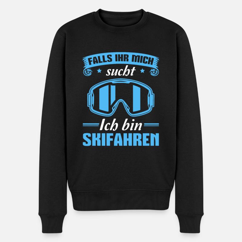 Skifahren Spruch Wintersport Skibrille Skifahrer - Männer Premium Bio Pullover - Schwarz