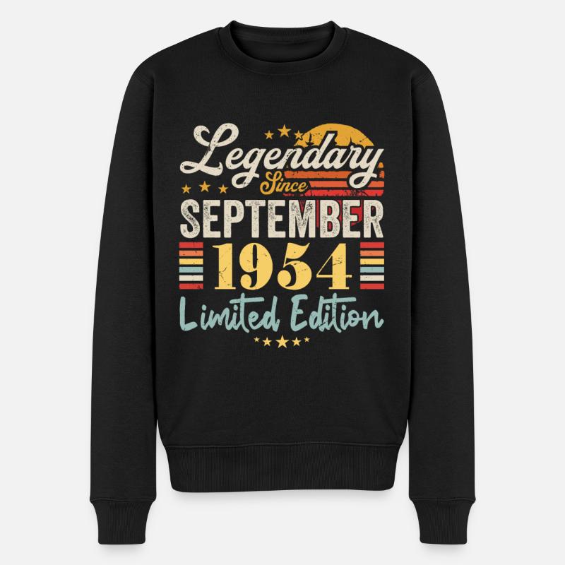 Bildunterschrift September 1954 Jubiläumsgeschenk 1954 - Männer Premium Bio Pullover - Schwarz