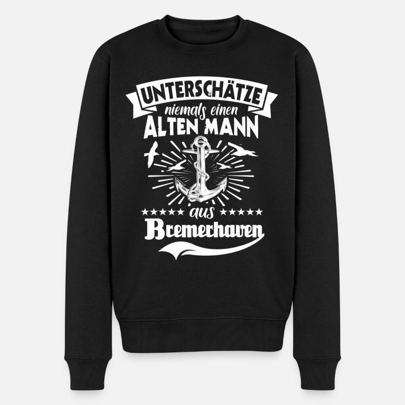 Bremerhaven - Männer Premium Bio Pullover - Schwarz