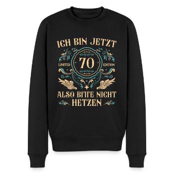 70er 70 Jahre alt Mann 70. Geburtstag Geschenkidee - Männer Premium Bio Pullover - Schwarz - Vorne - Nico (187cm)