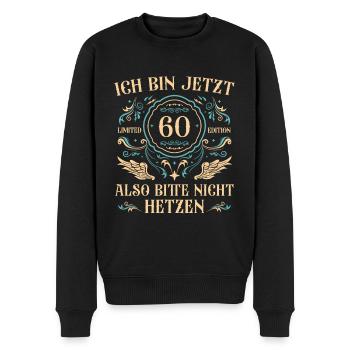 60er 60 Jahre alt Mann 60. Geburtstag Geschenkidee - Männer Premium Bio Pullover - Schwarz - Vorne - Nico (187cm)