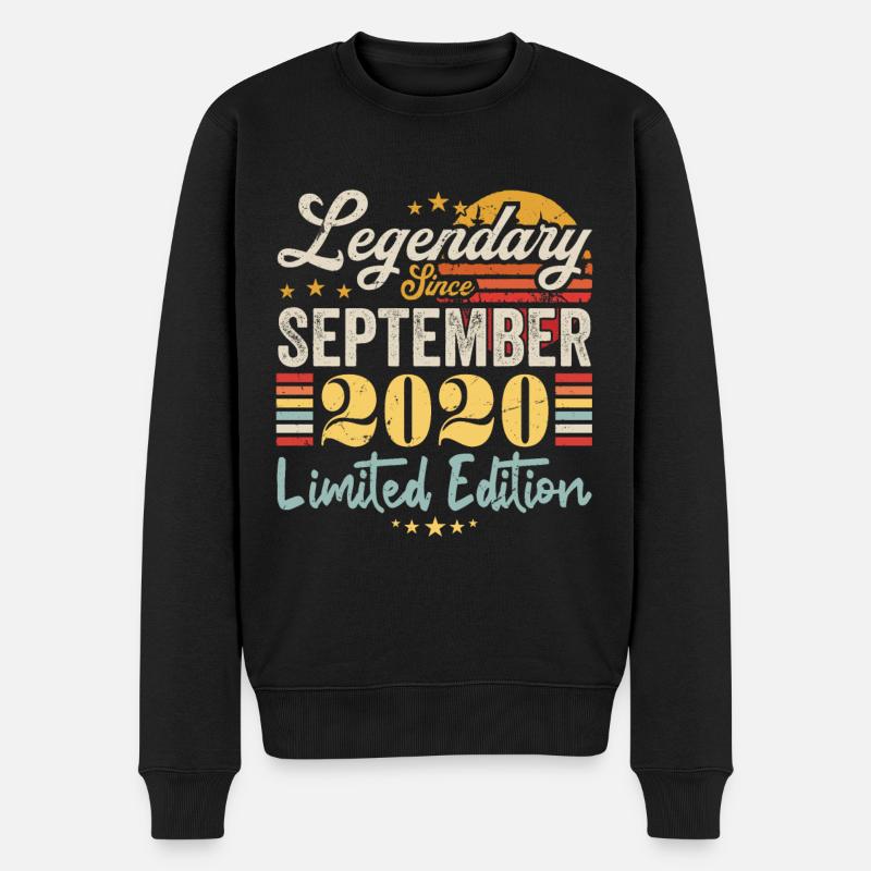 Bildunterschrift September 2020 Jubiläumsgeschenk 2020 - Männer Premium Bio Pullover - Schwarz