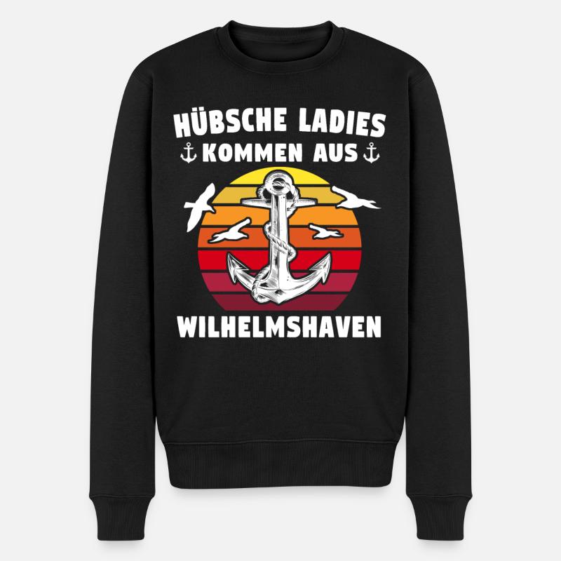 Lustige Wilhelmshaven Sprüche - Männer Premium Bio Pullover - Schwarz