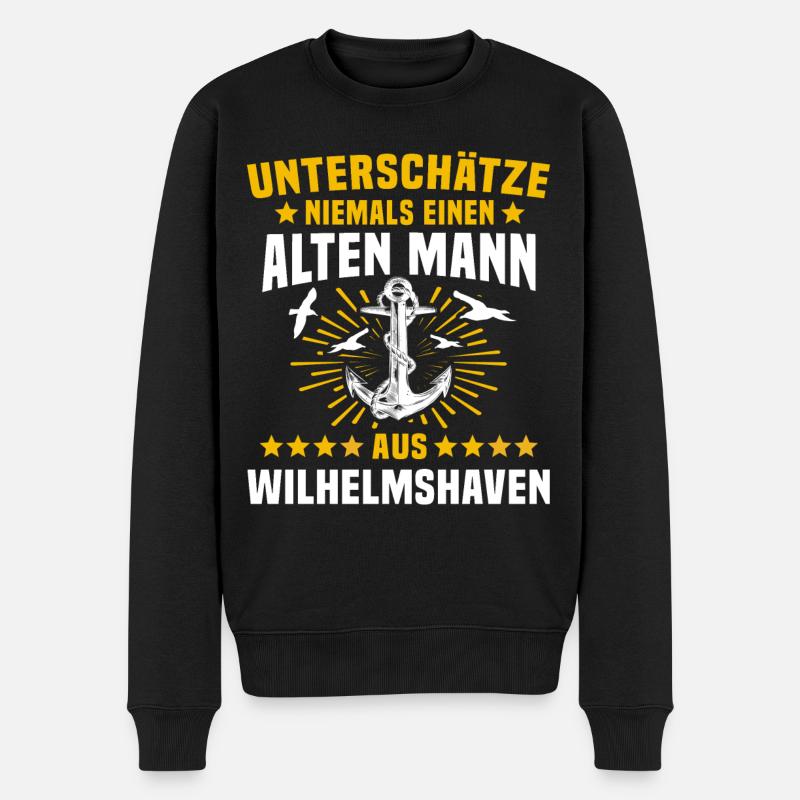 Lustige Wilhelmshaven Sprüche - Männer Premium Bio Pullover - Schwarz