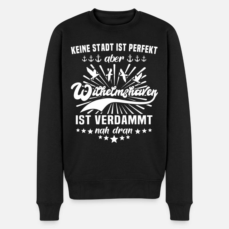 Wilhelmshaven Sprüche - Männer Premium Bio Pullover - Schwarz