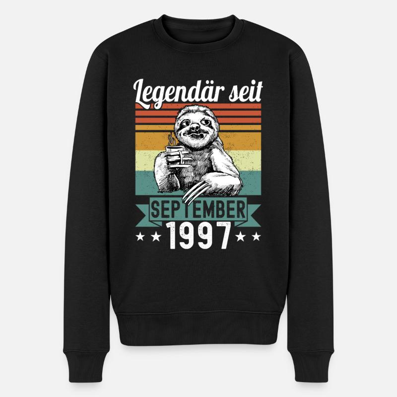Faultier Legendär seit September 1997 Geburtstag - Männer Premium Bio Pullover - Schwarz