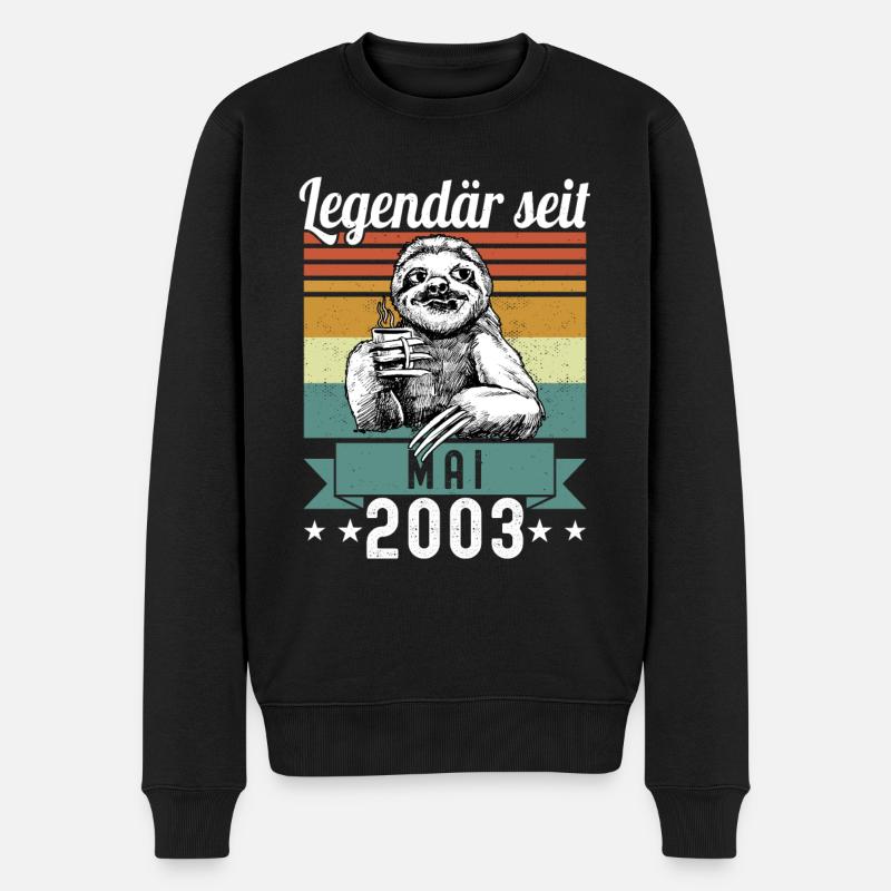 Faultier Legendär seit Mai 2003 Geburtstag - Männer Premium Bio Pullover - Schwarz