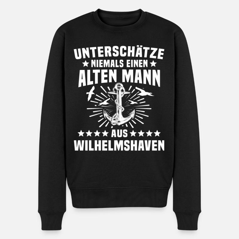 Wilhelmshaven Mann Wilhelmshavener Männer - Männer Premium Bio Pullover - Schwarz