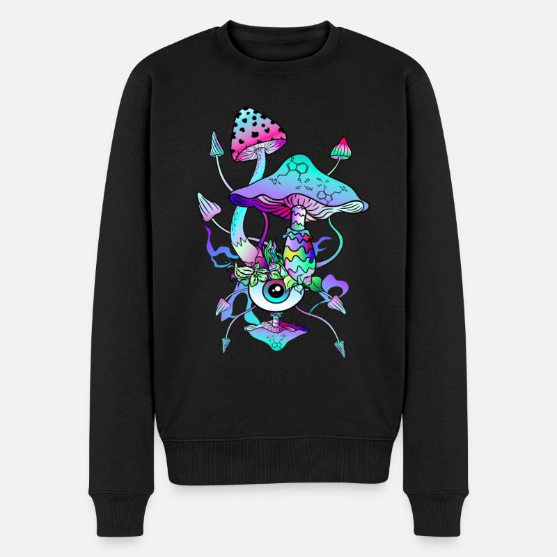 Psytrance Champignons Psychédéliques - Pull Premium bio Homme - noir