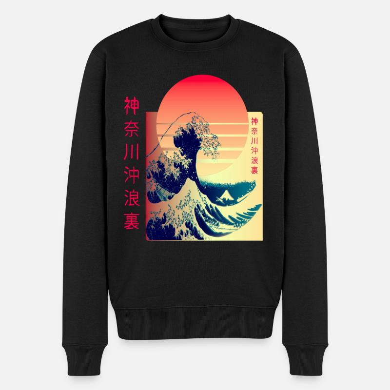 die große Welle vor Kanagawa Japan Art - Männer Premium Bio Pullover - Schwarz