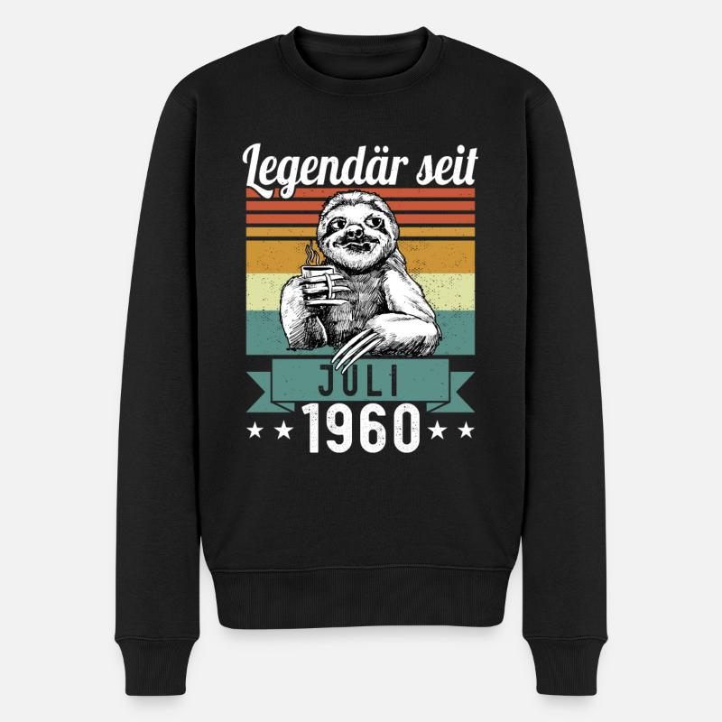 Faultier Legendär seit Juli 1960 Geburtstag - Männer Premium Bio Pullover - Schwarz