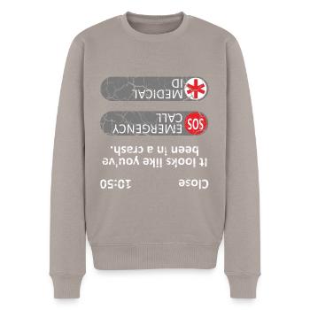 It looks like you've been in a crash - Men's Premium Organic Jumper - taupe - Front - Nico (187cm)