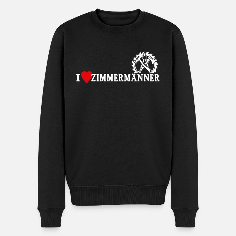 Zimmermann Liebe Zimmermänner - Männer Premium Bio Pullover - Schwarz