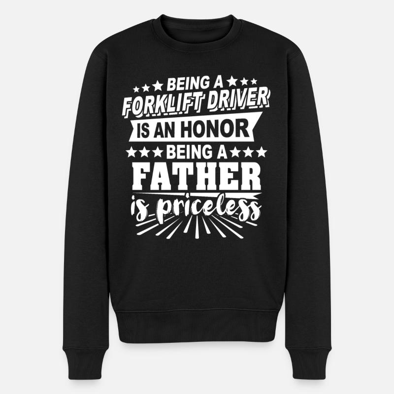 Staplerfahrer Papa - Männer Premium Bio Pullover - Schwarz