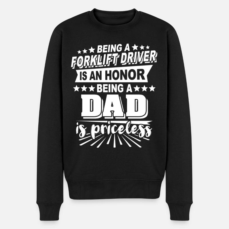 Staplerfahrer Papa - Männer Premium Bio Pullover - Schwarz