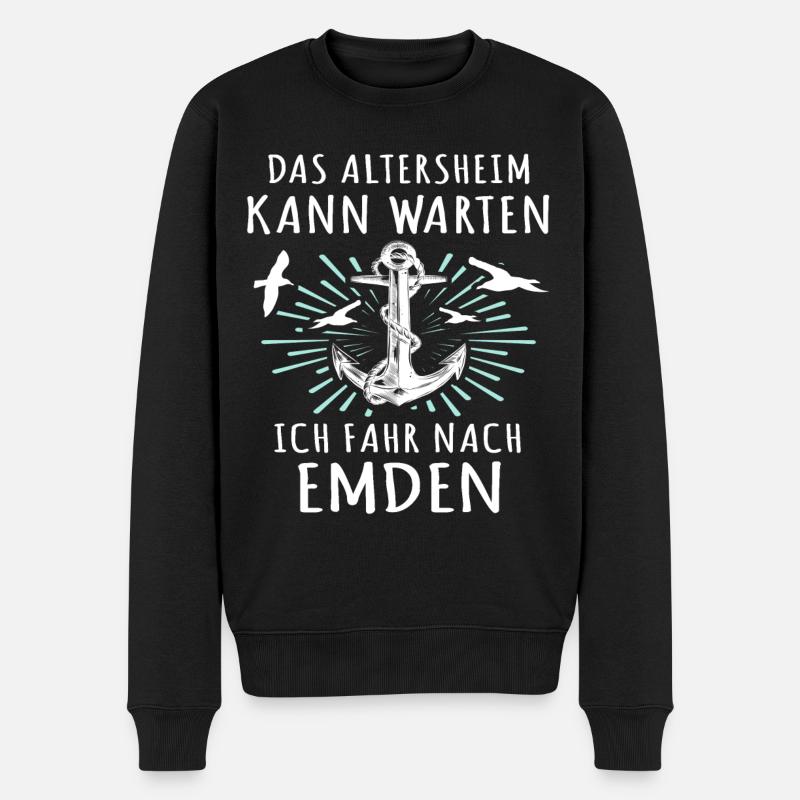 Urlaub Emden Nordsee - Männer Premium Bio Pullover - Schwarz