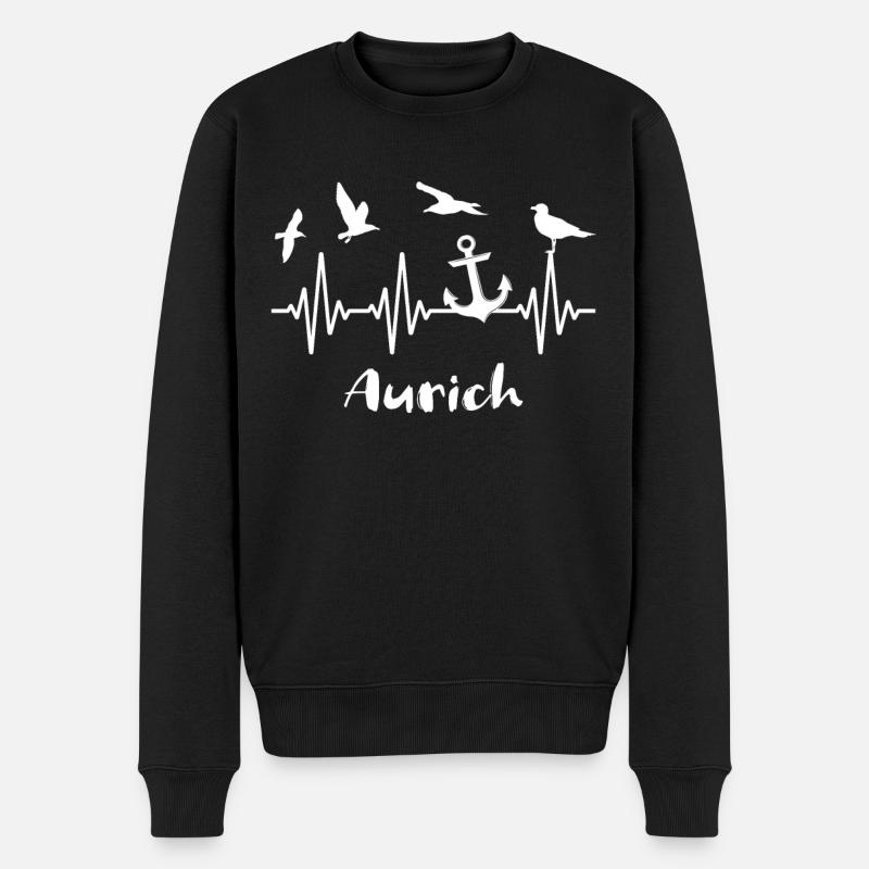 Aurich EKG Auricher Herzlinie - Männer Premium Bio Pullover - Schwarz