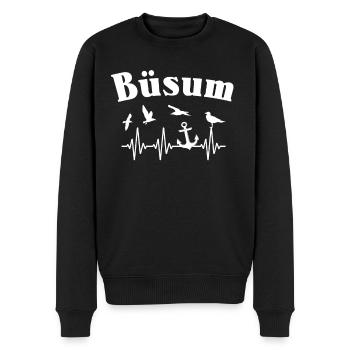 Büsum EKG Büsumer Herzlinie - Männer Premium Bio Pullover - Schwarz - Vorne - Nico (187cm)