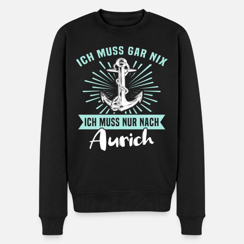 Auricher Sprüche Aurich - Männer Premium Bio Pullover - Schwarz
