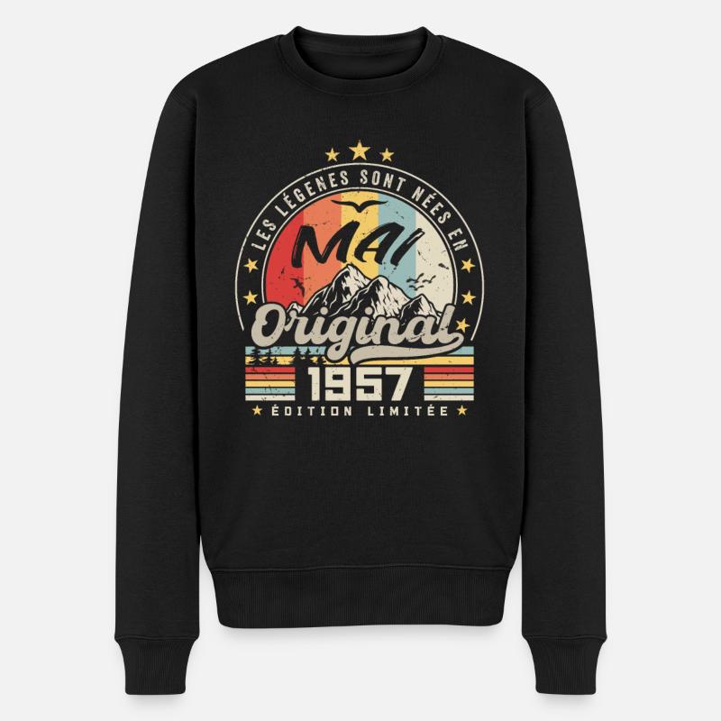 Légendes Mai 1957 Cadeau D'anniversaire Mai 1957 - Pull Premium bio Homme - noir