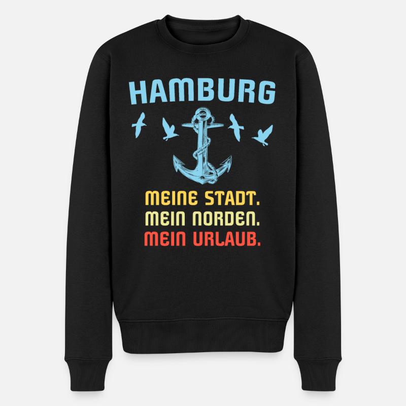 Hamburg Sprüche Hamburger Spruch - Männer Premium Bio Pullover - Schwarz
