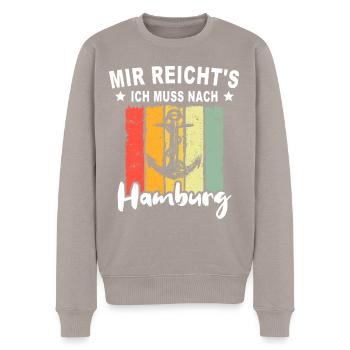 Hamburg Sprüche Hamburger - Männer Premium Bio Pullover - Taupe - Vorne - Nico (187cm)