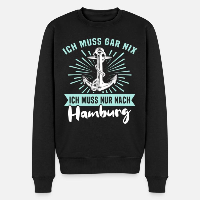 Hamburger Sprüche Hamburg - Männer Premium Bio Pullover - Schwarz