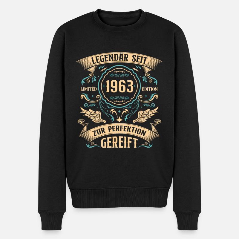 1963 Jahrgang Legendär 60. Geburtstag Geschenk - Männer Premium Bio Pullover - Schwarz
