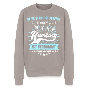 Lustige Hamburg Sprüche - Männer Premium Bio Pullover - Taupe - Vorne - Nico (187cm)