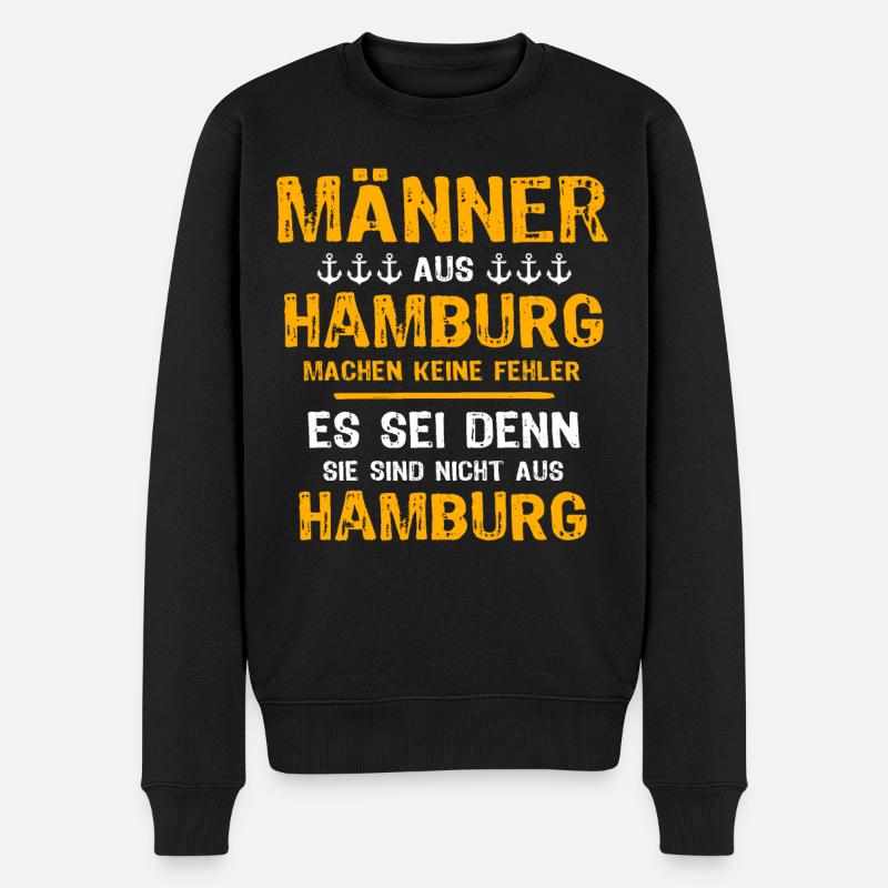 Hamburg Mann Hamburger Männer - Männer Premium Bio Pullover - Schwarz