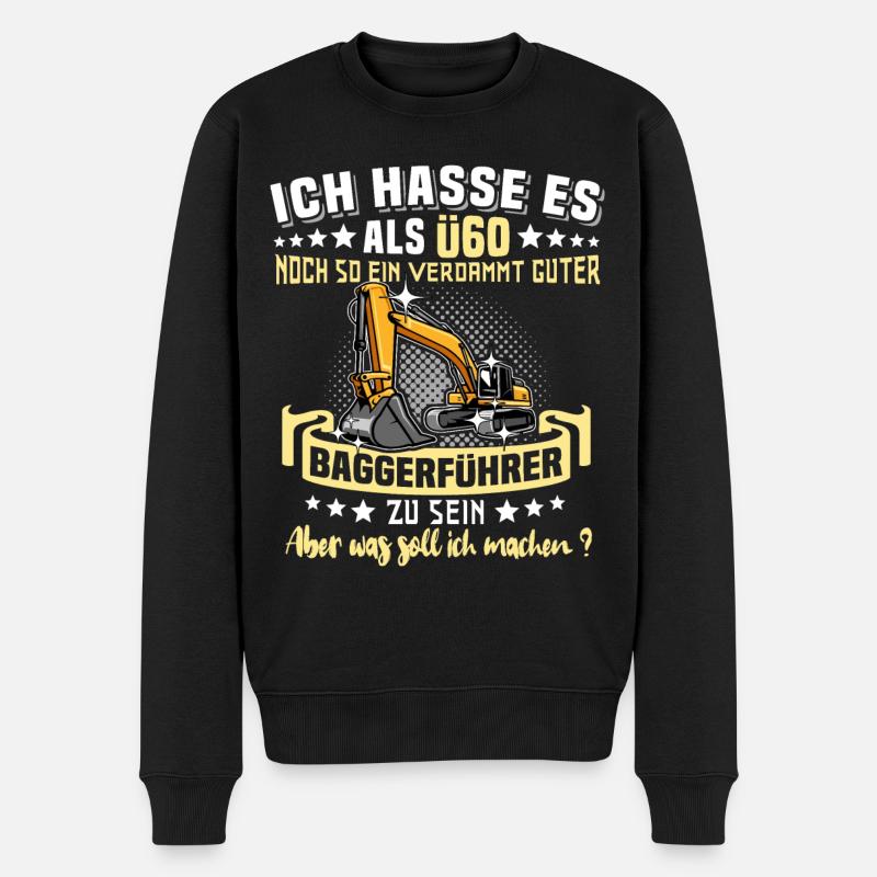 Baggerfahrer Ü60 Geburtstag 60 Jahre Baggerführer - Männer Premium Bio Pullover - Schwarz