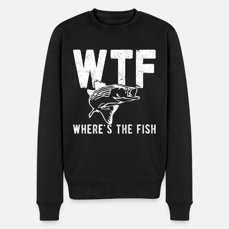 Wo ist der Fisch? - Männer Premium Bio Pullover - Schwarz