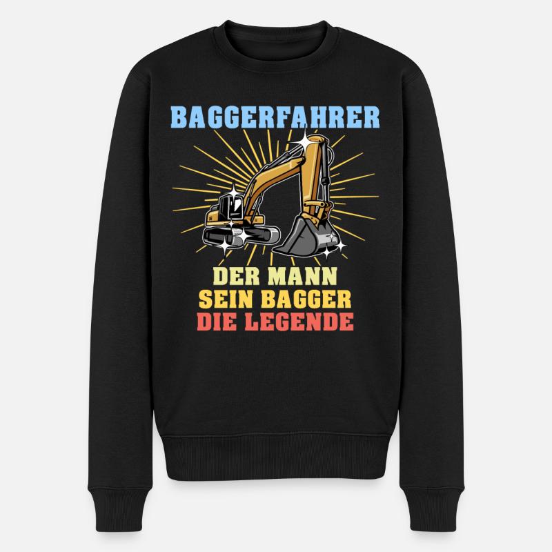 Bagger Baggerfahrer Baggern - Männer Premium Bio Pullover - Schwarz