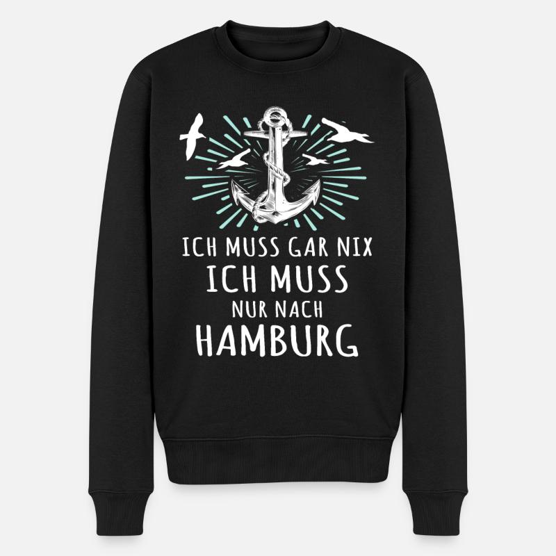 Hamburg - Männer Premium Bio Pullover - Schwarz