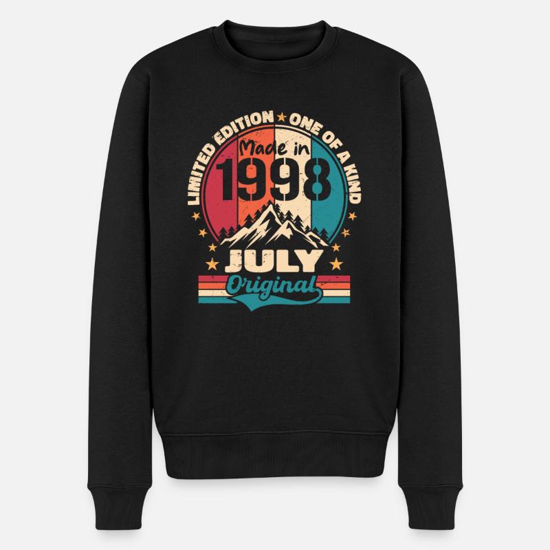1998 Juli Jahrgang Juli 1998 Geschenk - Männer Premium Bio Pullover - Schwarz