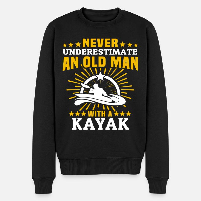Kayaking Mann Unterschätze Kayakfahrer - Männer Premium Bio Pullover - Schwarz
