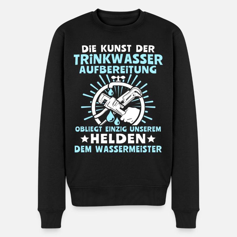Wassermeister Sprüche Wasserversorgungstechniker - Männer Premium Bio Pullover - Schwarz